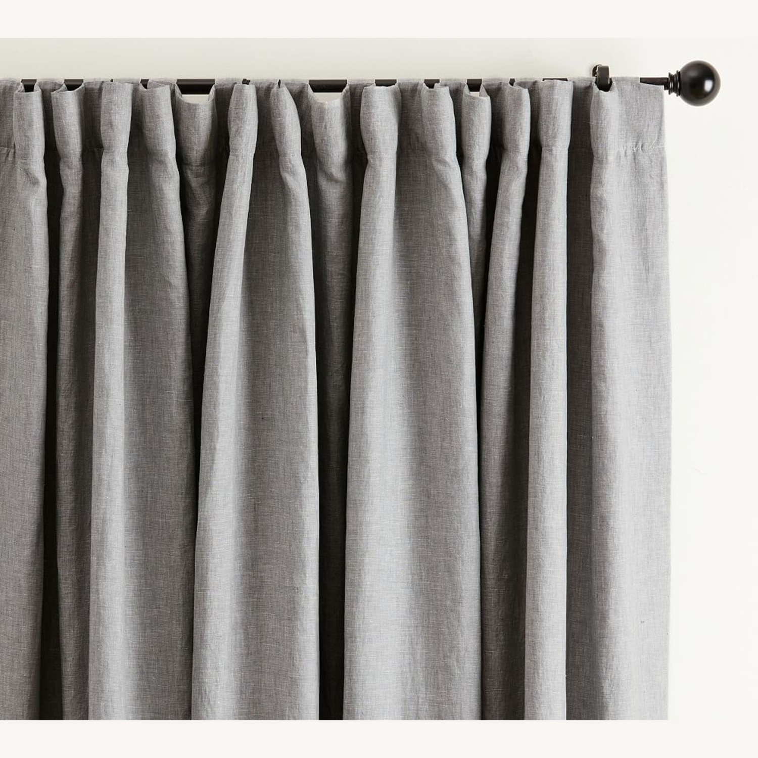 PB Gray Belgian Flax Blackout Curtains - image-4