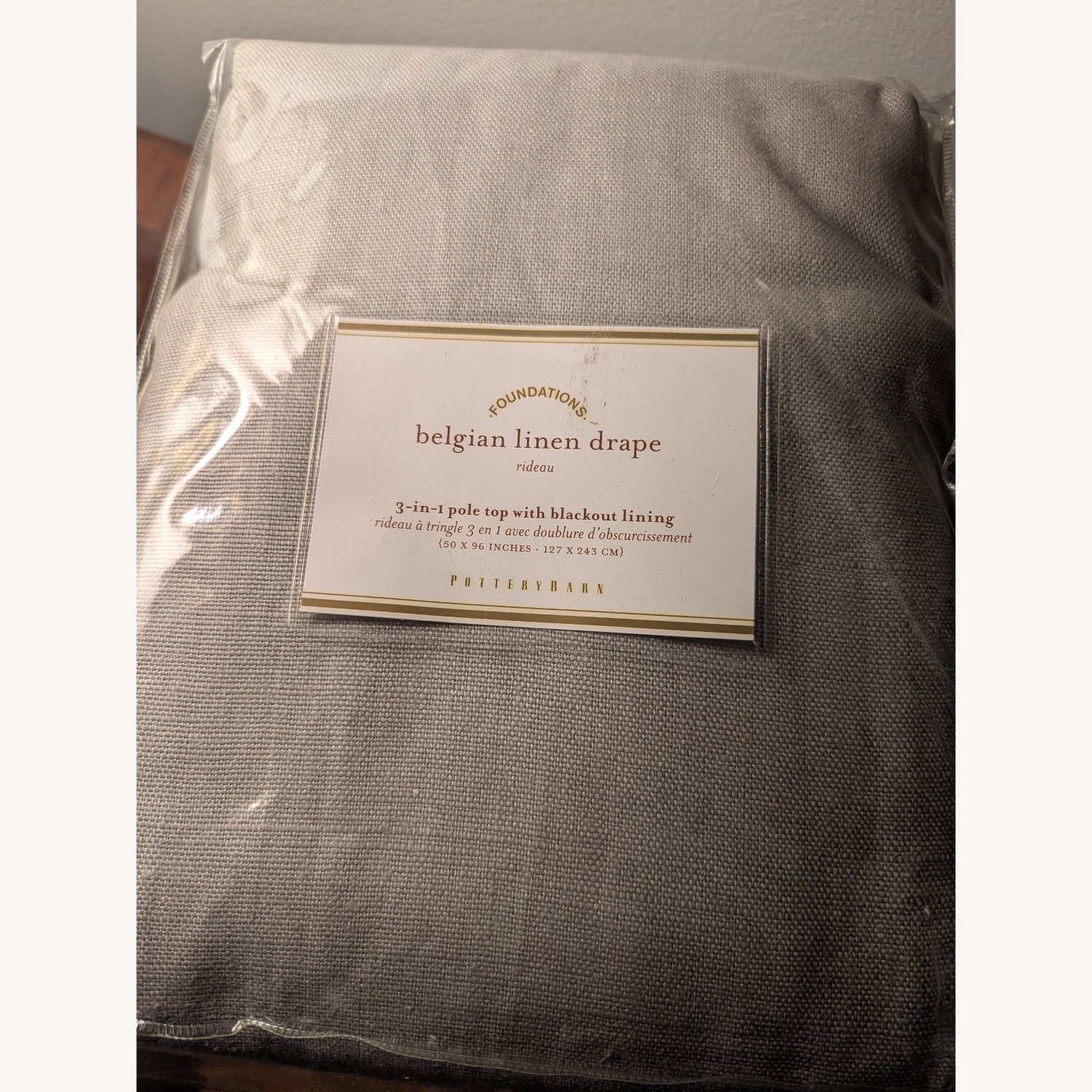 PB Gray Belgian Flax Blackout Curtains - image-1