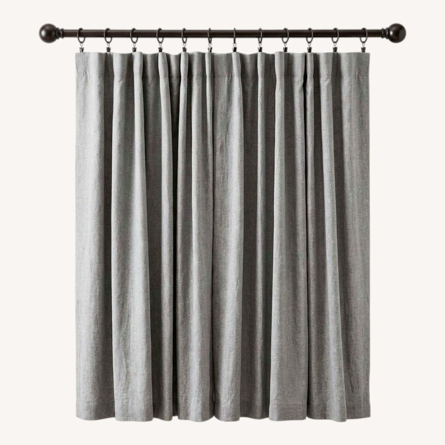 PB Gray Belgian Flax Blackout Curtains - image-0