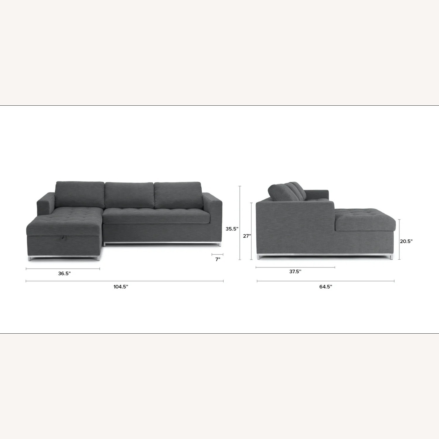 Article Soma Dawn Gray Left Sleeper Sofa with Storage  - image-3