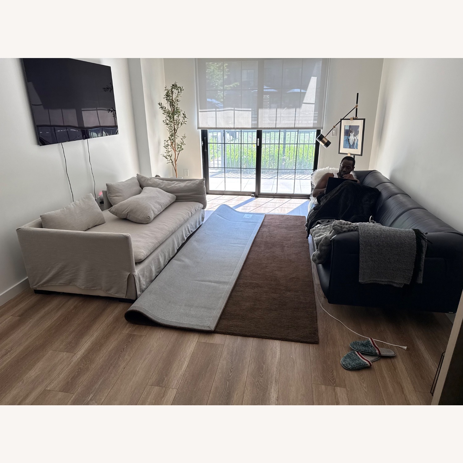 Four Hands Natural Linen 2 Seater Sofa - image-2