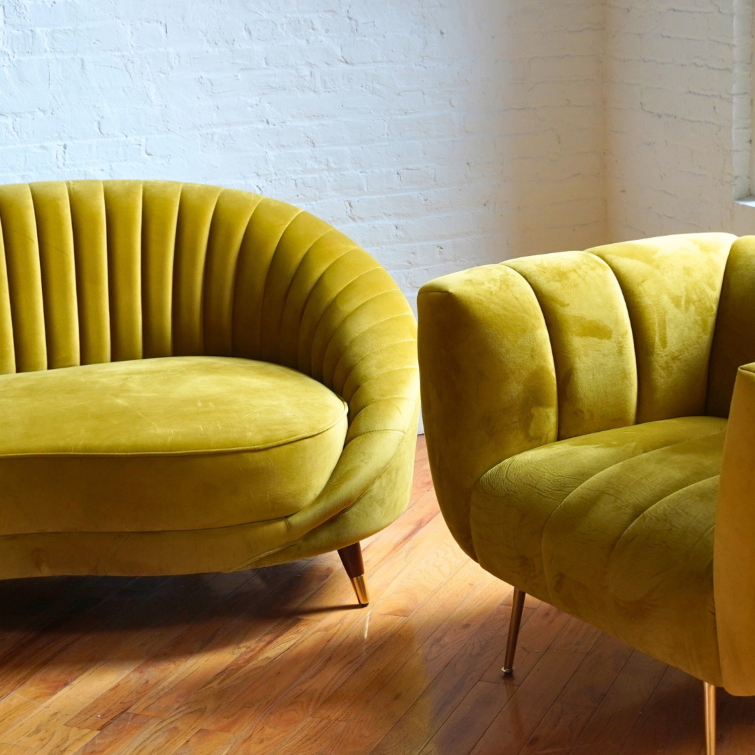 Gold Velvet 3+ Seater Sofa - image-3