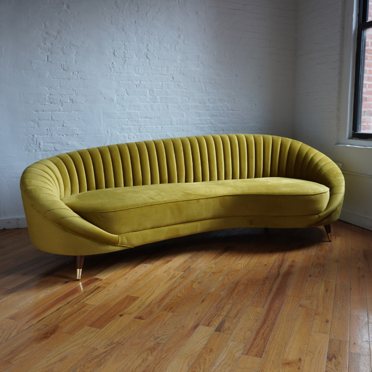 Gold Velvet 3+ Seater Sofa - image-1