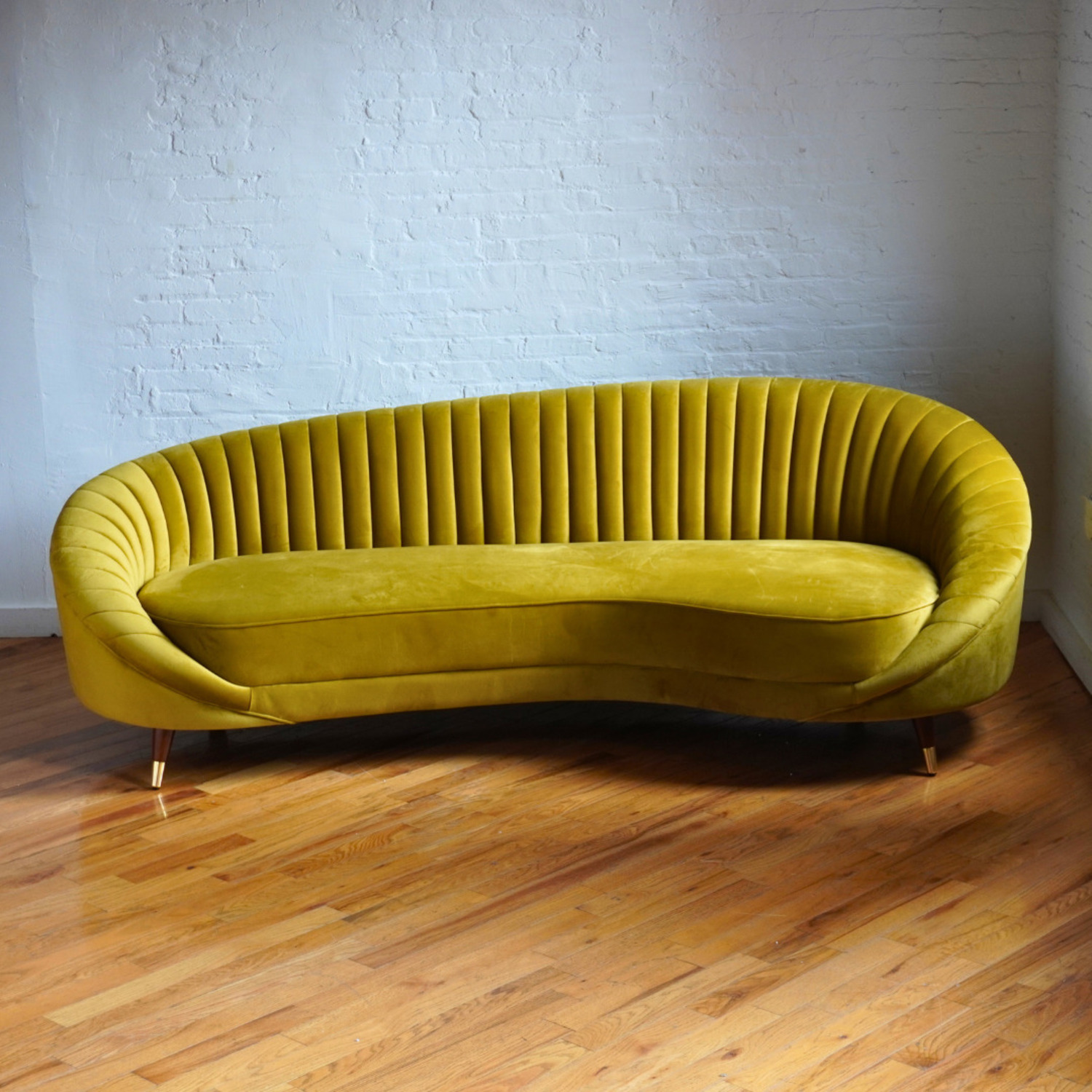Gold Velvet 3+ Seater Sofa - image-0