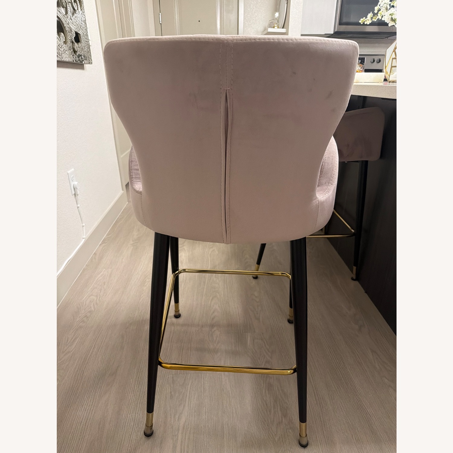 TOV Furniture Pink Suede Stool - image-3