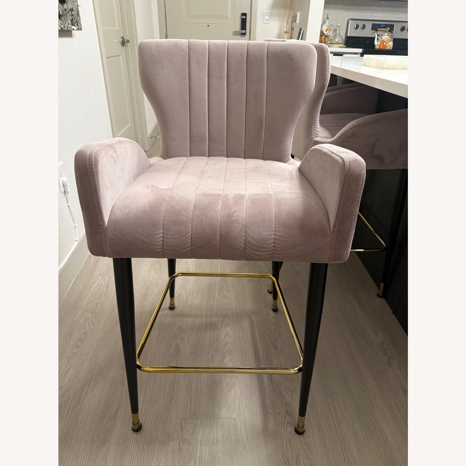 TOV Furniture Pink Suede Stool - image-1