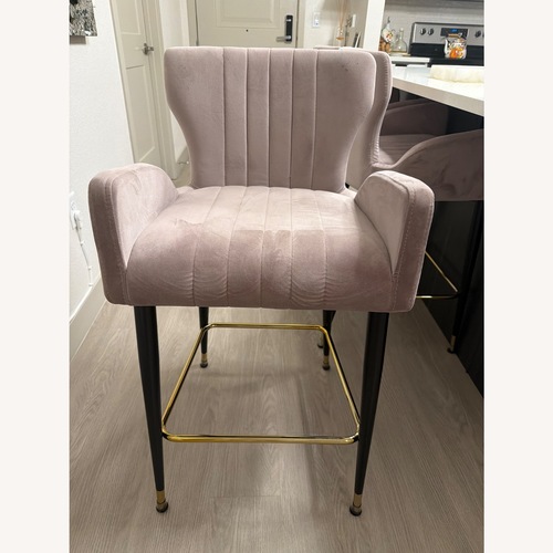 Used TOV Furniture Pink Suede Stool for sale on AptDeco