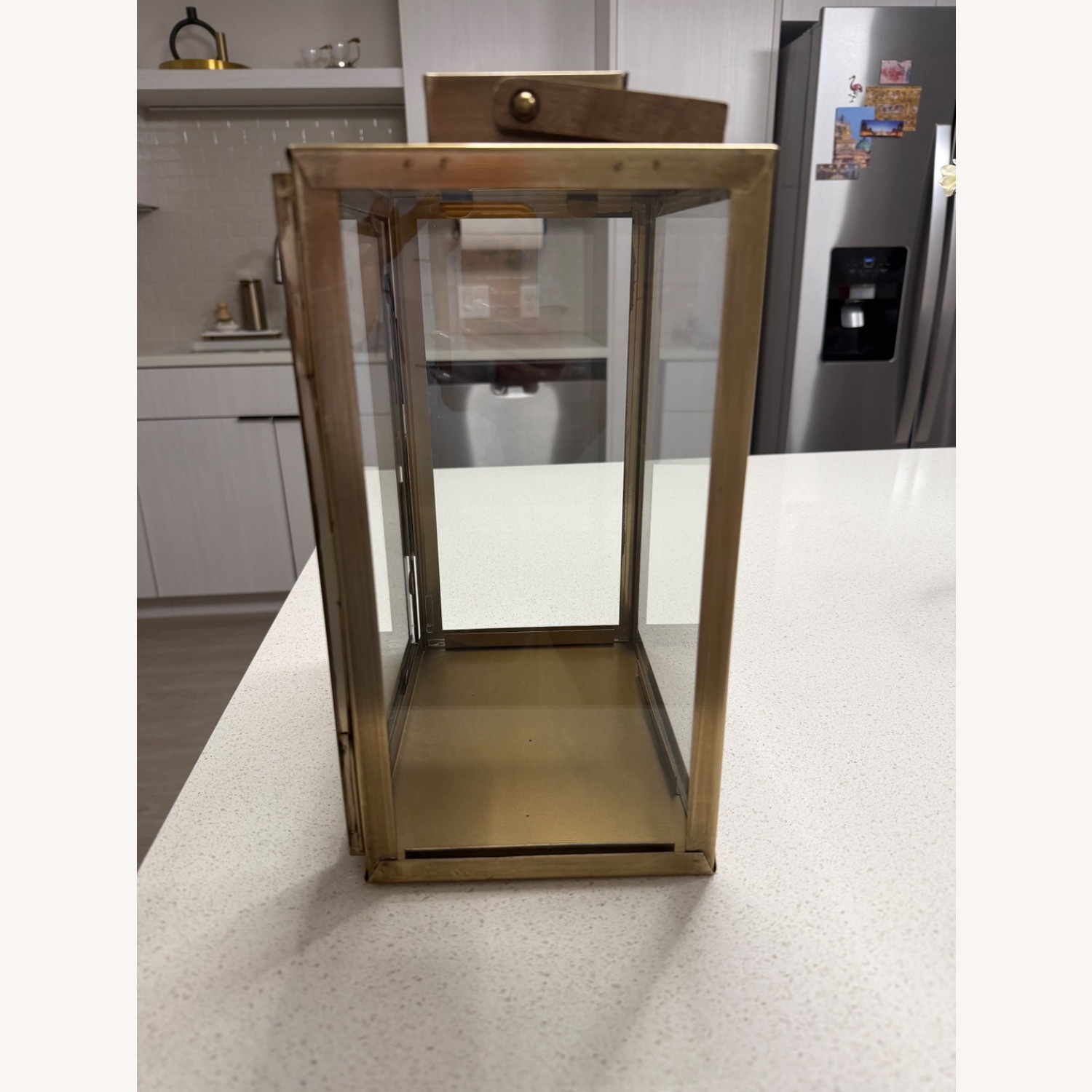 Gold Metal/Glass Lantern - image-2