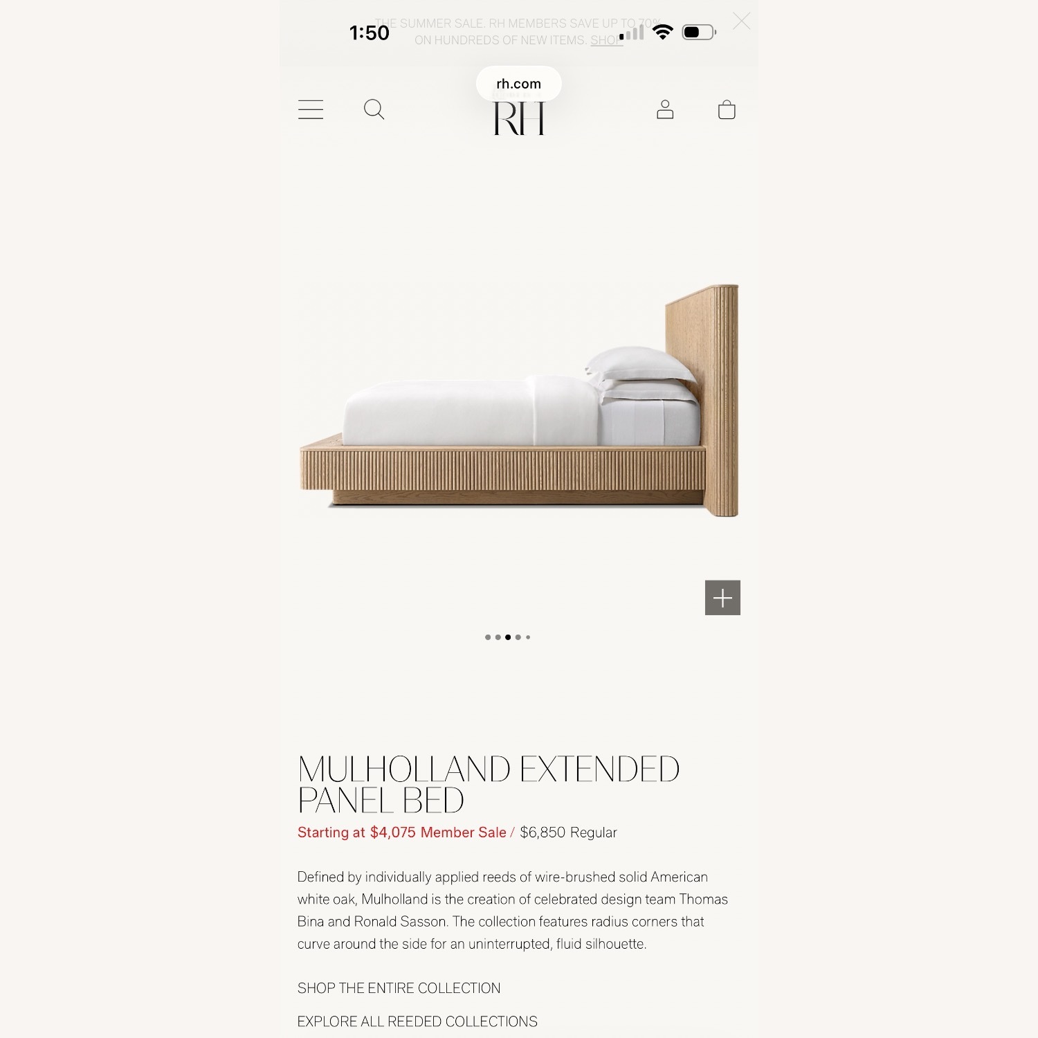 Restoration Hardware Dark Brown Mulholland Extended Panel Bed - image-4