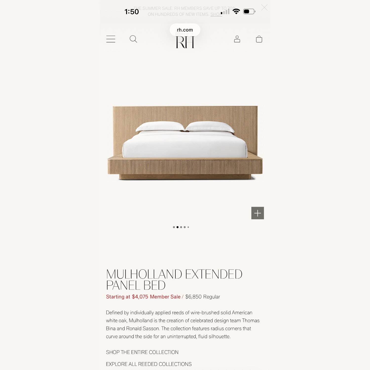 Restoration Hardware Dark Brown Mulholland Extended Panel Bed - image-3