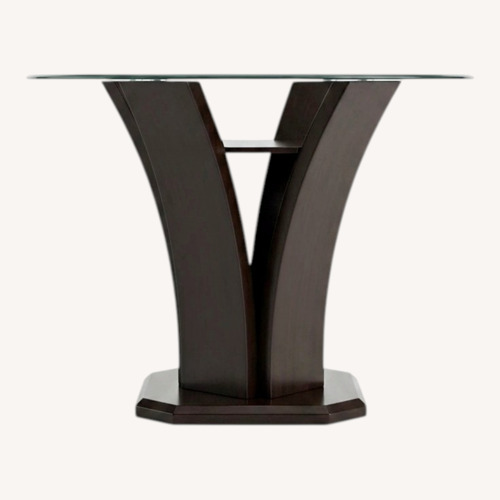 Used Raymour & Flanigan Venice 5 Piece Glass Top High Table Chairs for sale on AptDeco