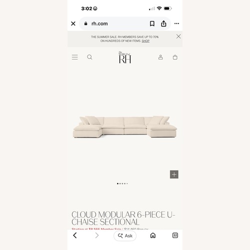 Used Restoration Hardware Cloud Natural 3+ Piece Sectional for sale on AptDeco
