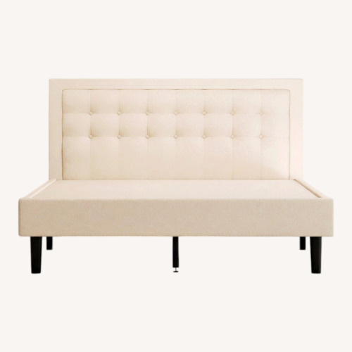 Used Natural Linen Queen Bed for sale on AptDeco