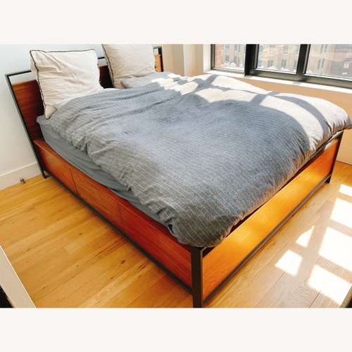 Used Crate & Barrel Bowery Queen Storage Bed Frame for sale on AptDeco