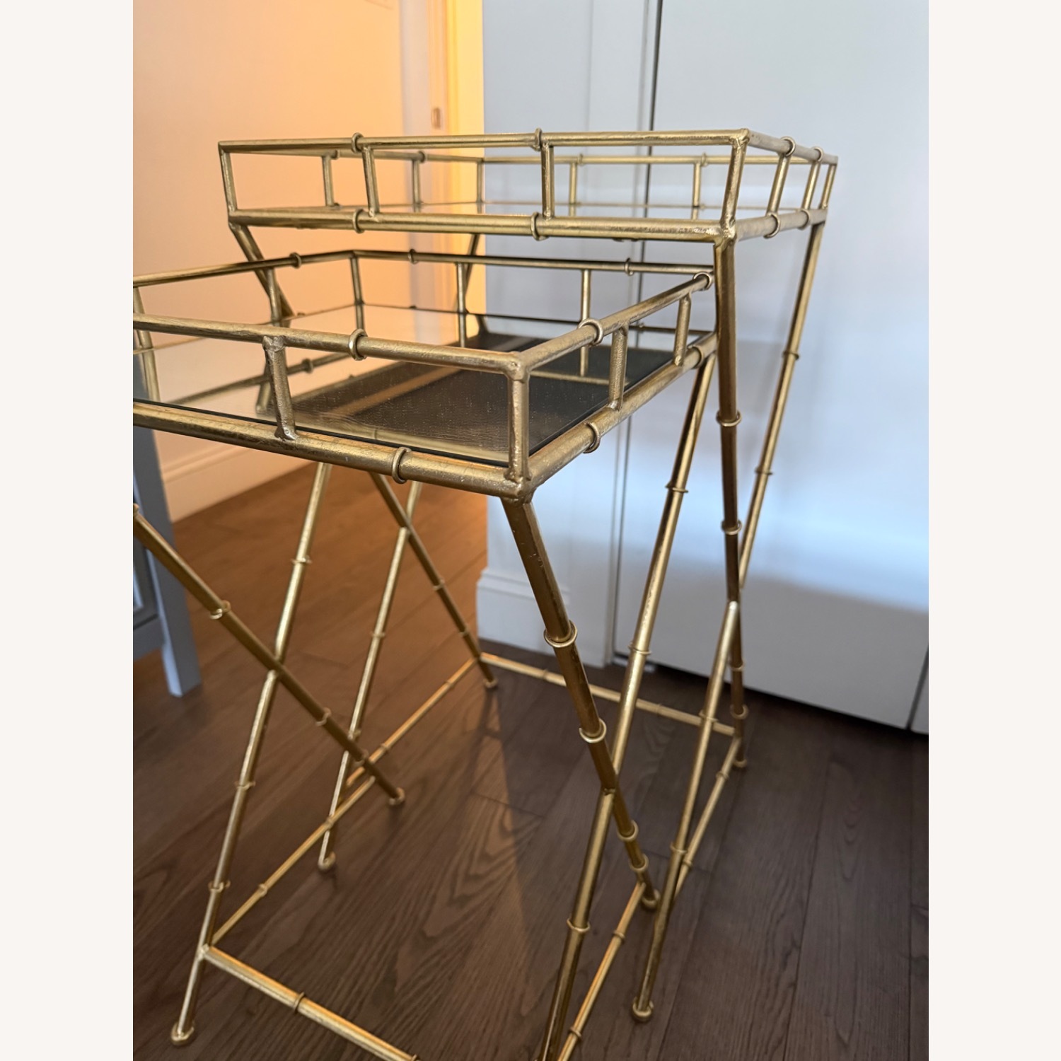 Vintage/Antique Gold Metal Side Tables - image-1