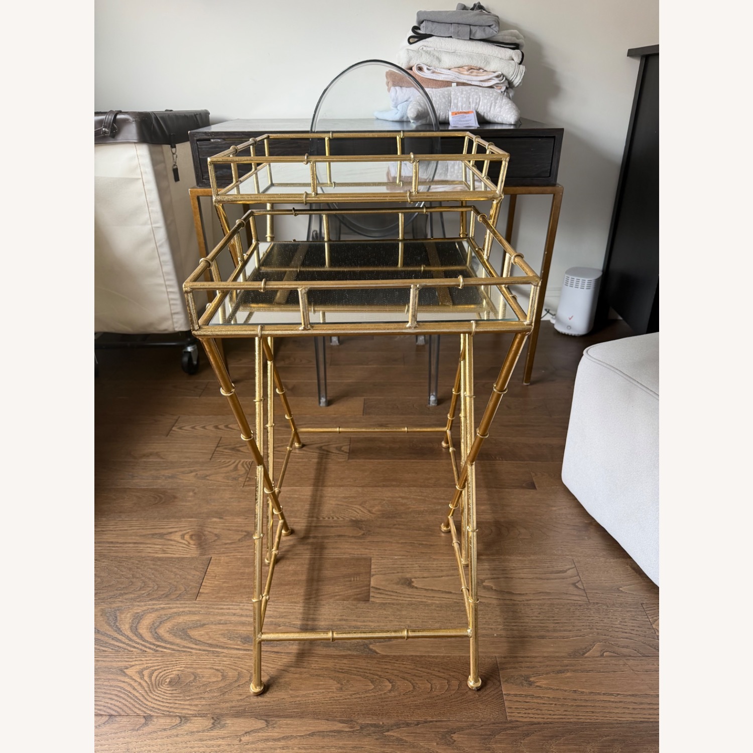 Vintage/Antique Gold Metal Side Tables - image-3