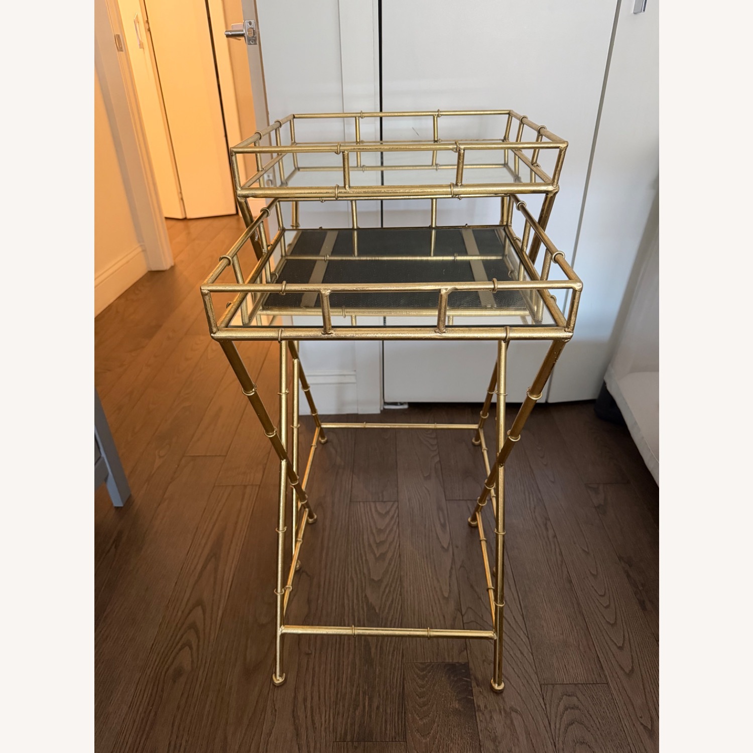 Vintage/Antique Gold Metal Side Tables - image-2