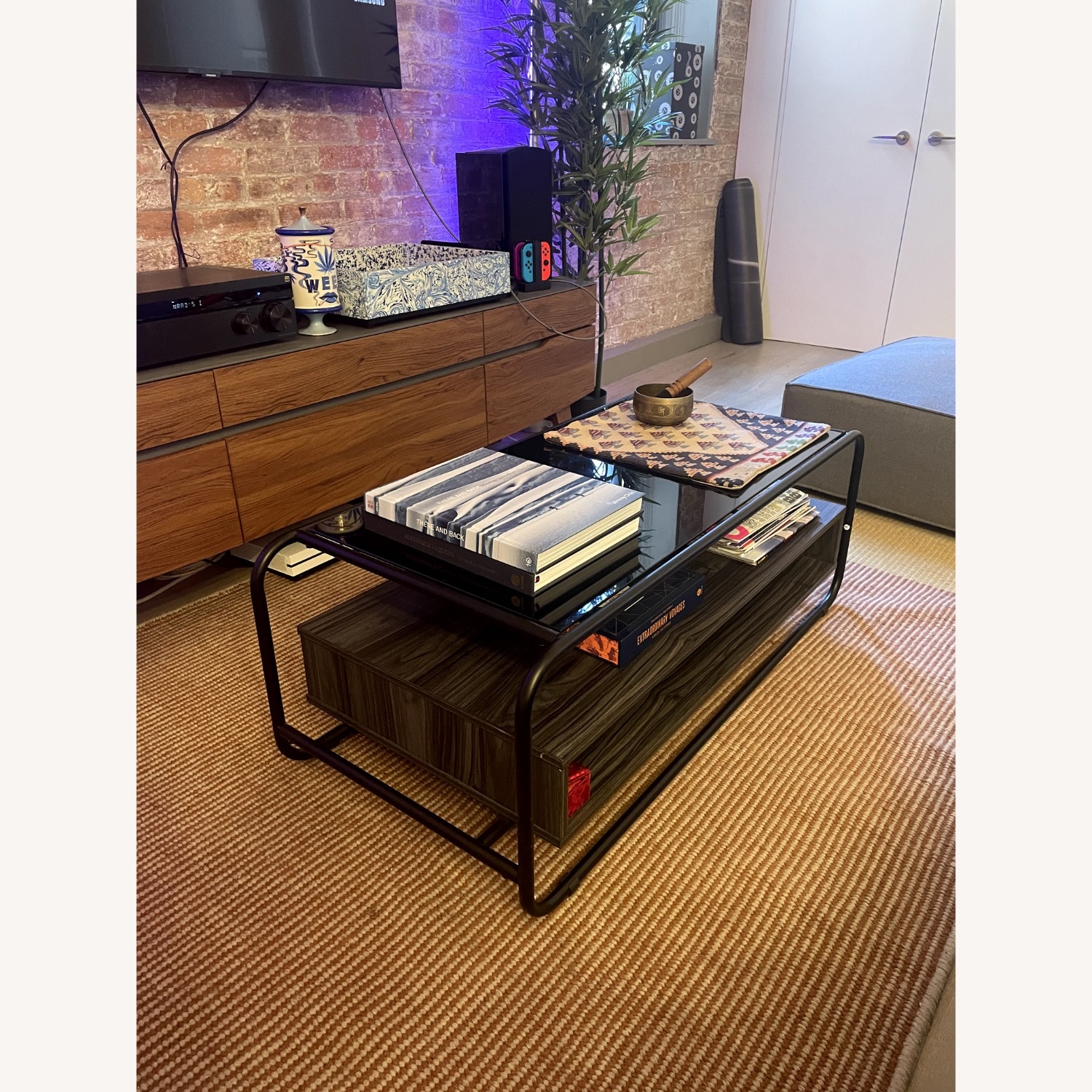 Dark Brown Wood Coffee Table - image-1