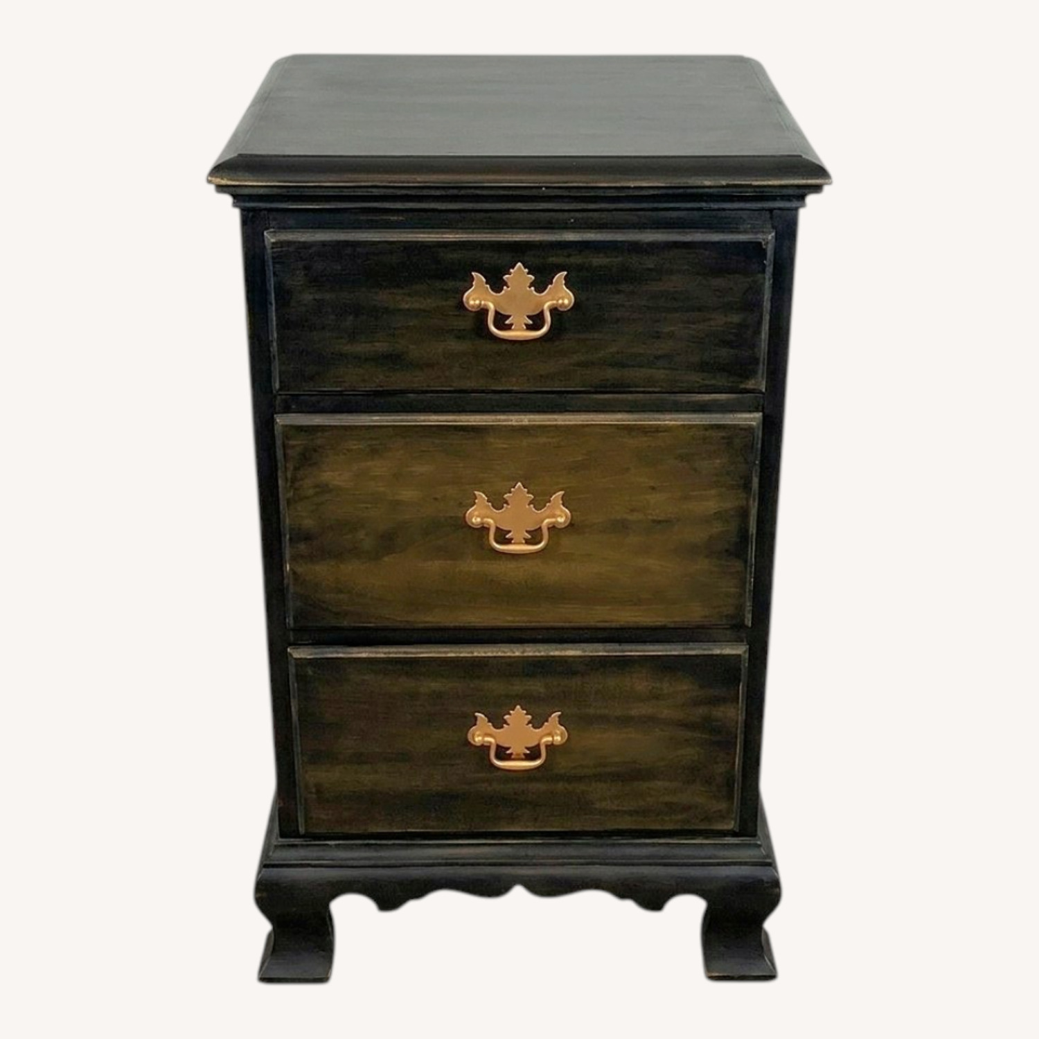 Chippendale Style Black Wood Night Stand - image-0