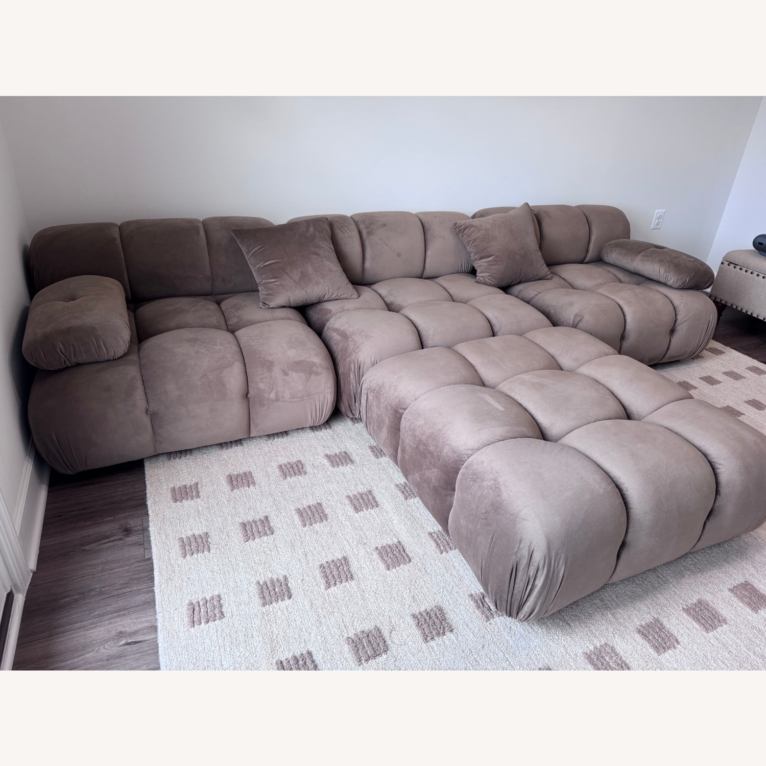 TOV Furniture Light Brown Velvet 3+ Seater Sofa - image-2