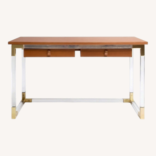 Used Jonathan Adler Jacques Light Brown Leather Desk for sale on AptDeco