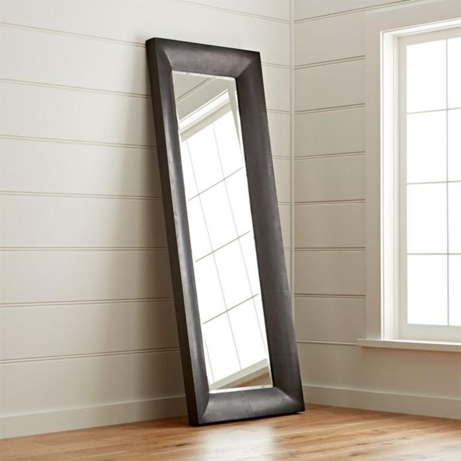 Crate & Barrel Maxx Leather & Glass Floor Mirror - image-6