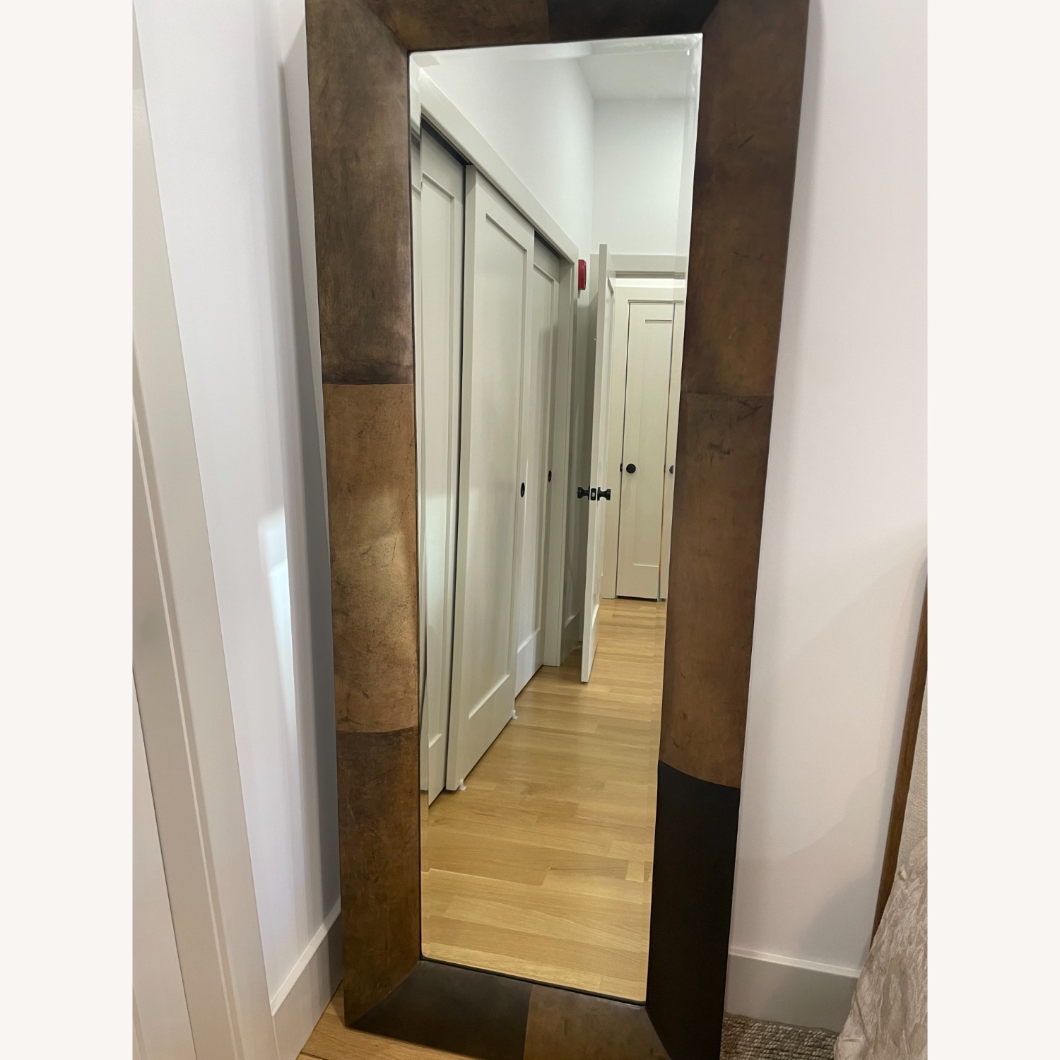 Crate & Barrel Maxx Leather & Glass Floor Mirror - image-2