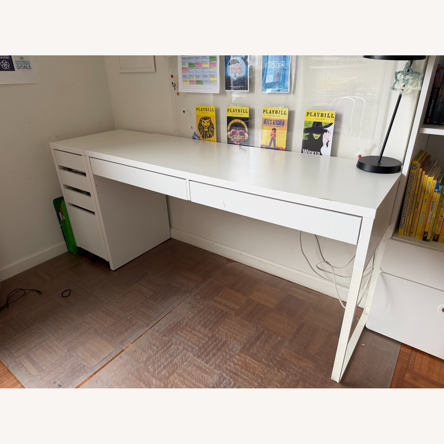 IKEA Micke White Desk Chairs and Shelve - image-4