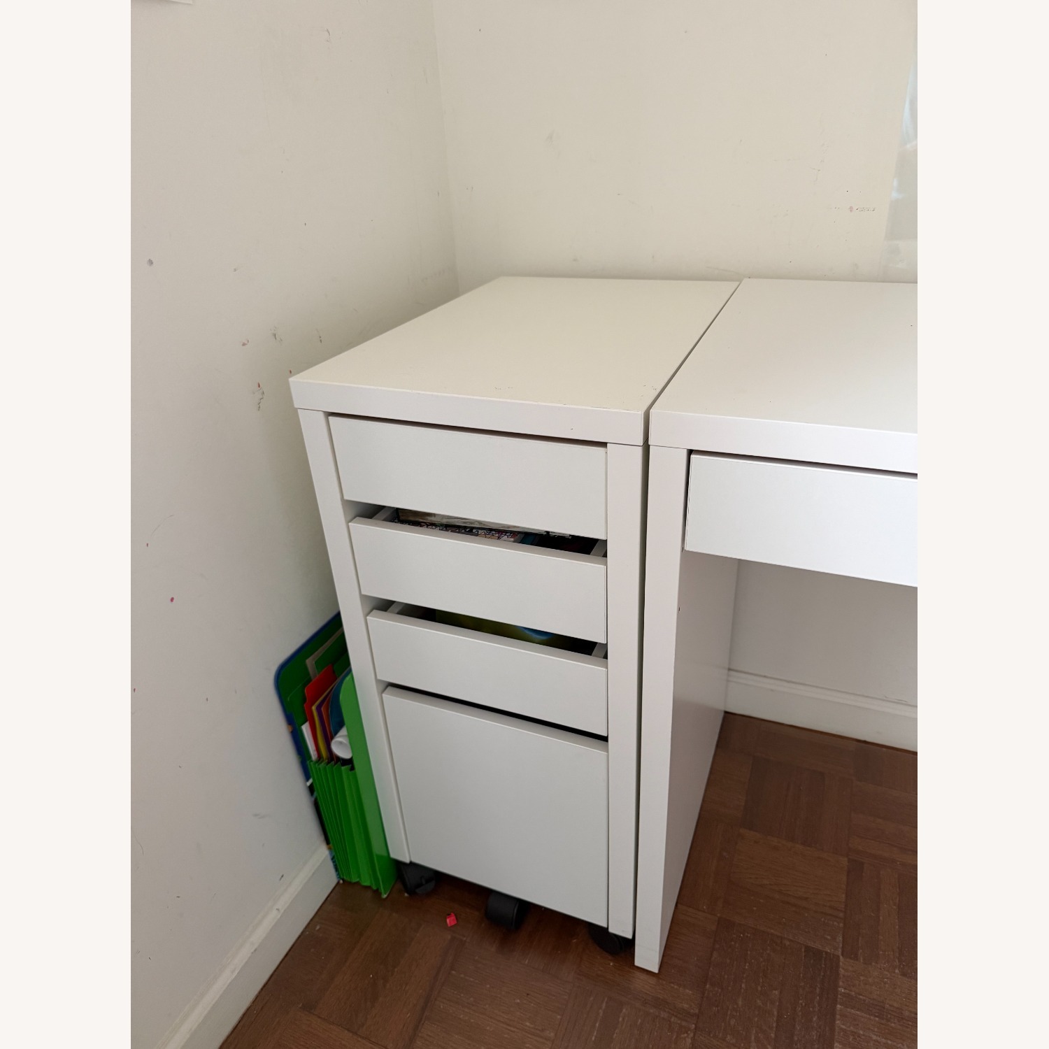 IKEA Micke White Desk Chairs and Shelve - image-2