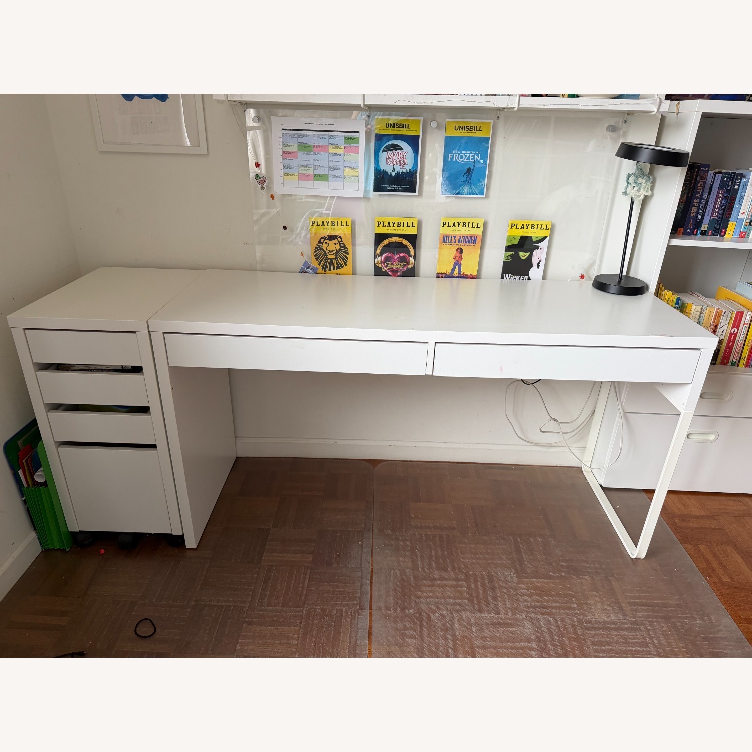 IKEA Micke White Desk Chairs and Shelve - image-5
