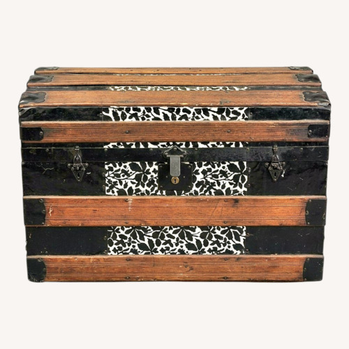 Used Antique Steamer Trunk Dome Top Embossed Metal for sale on AptDeco