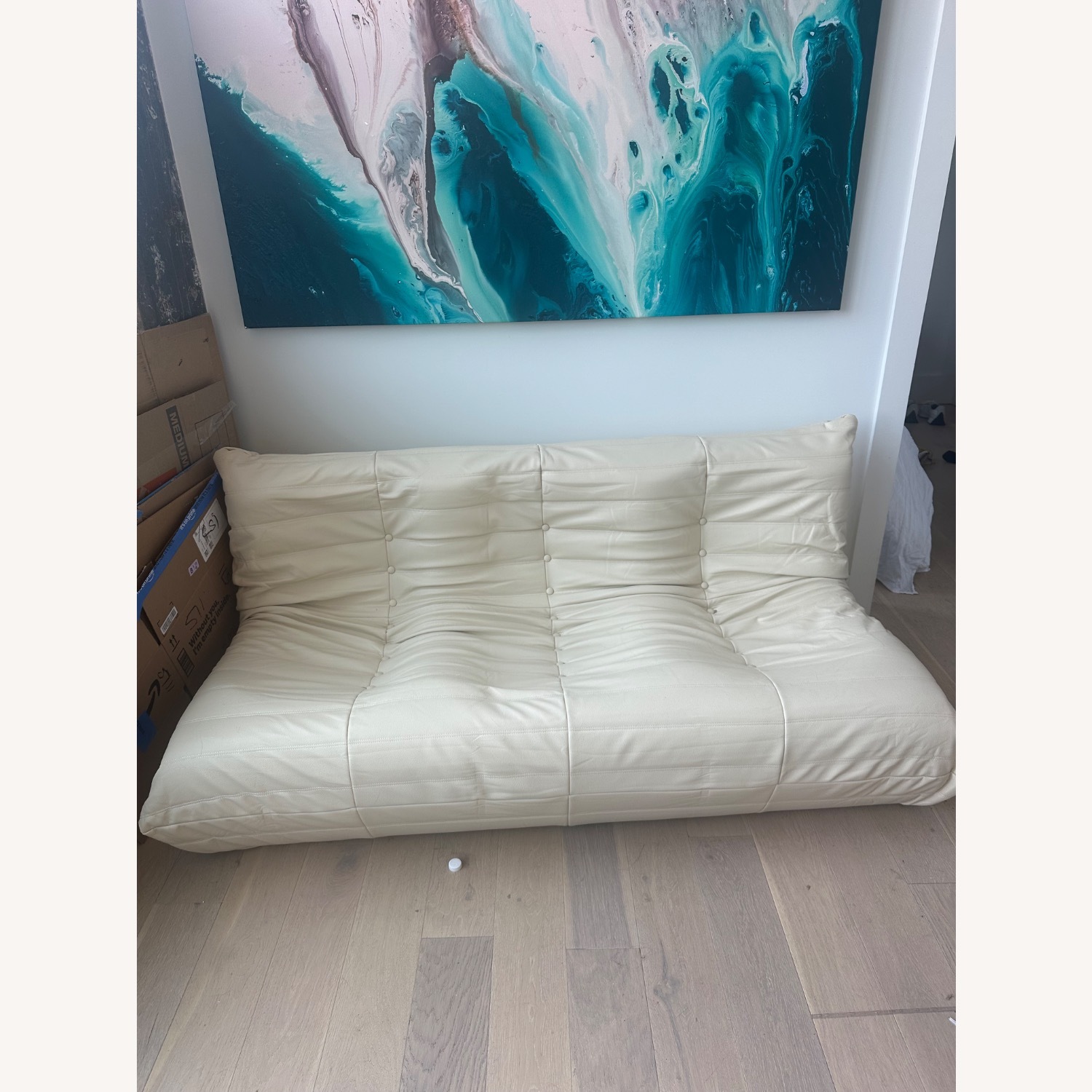 Natural Leather 3 Seater Sofa - image-1
