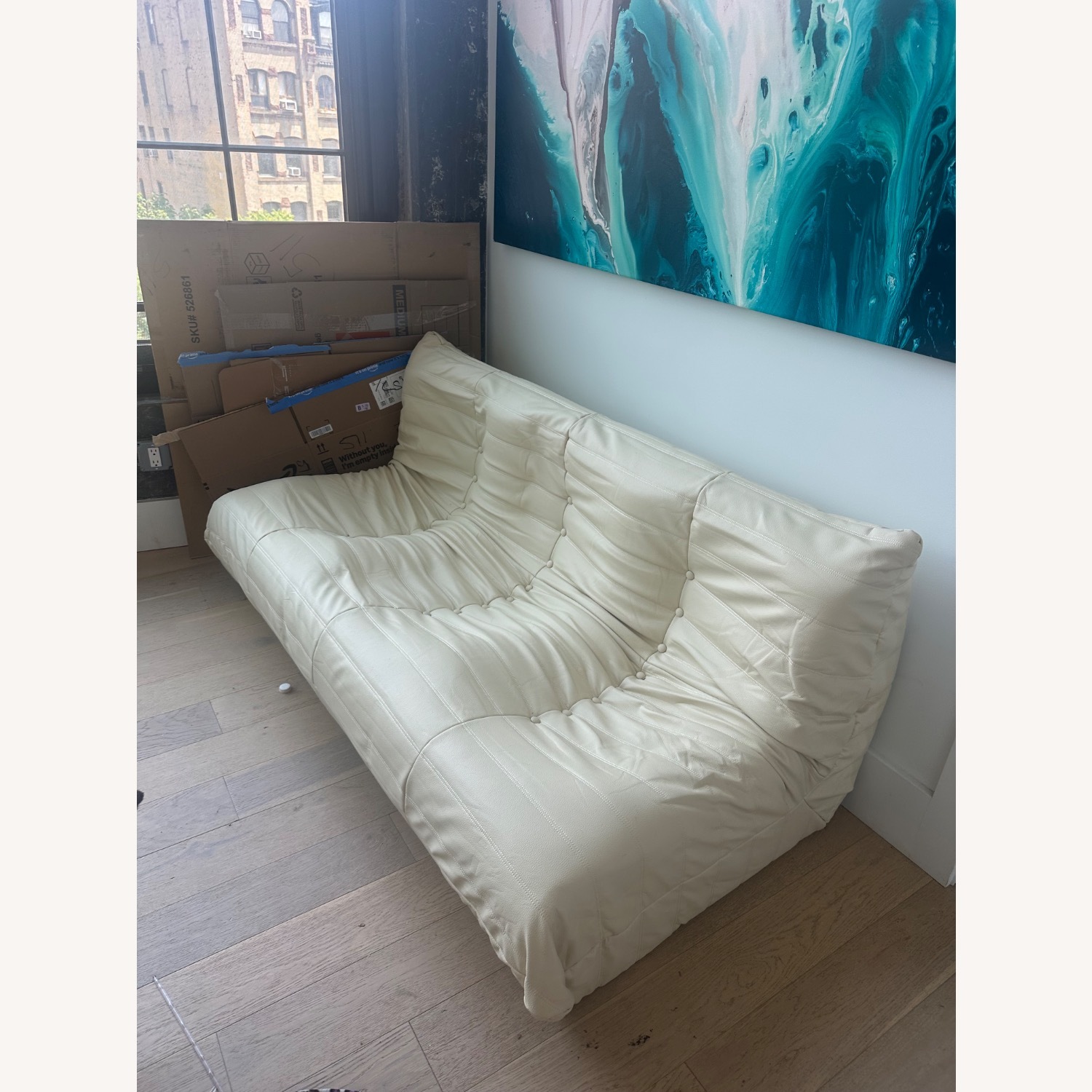Natural Leather 3 Seater Sofa - image-2