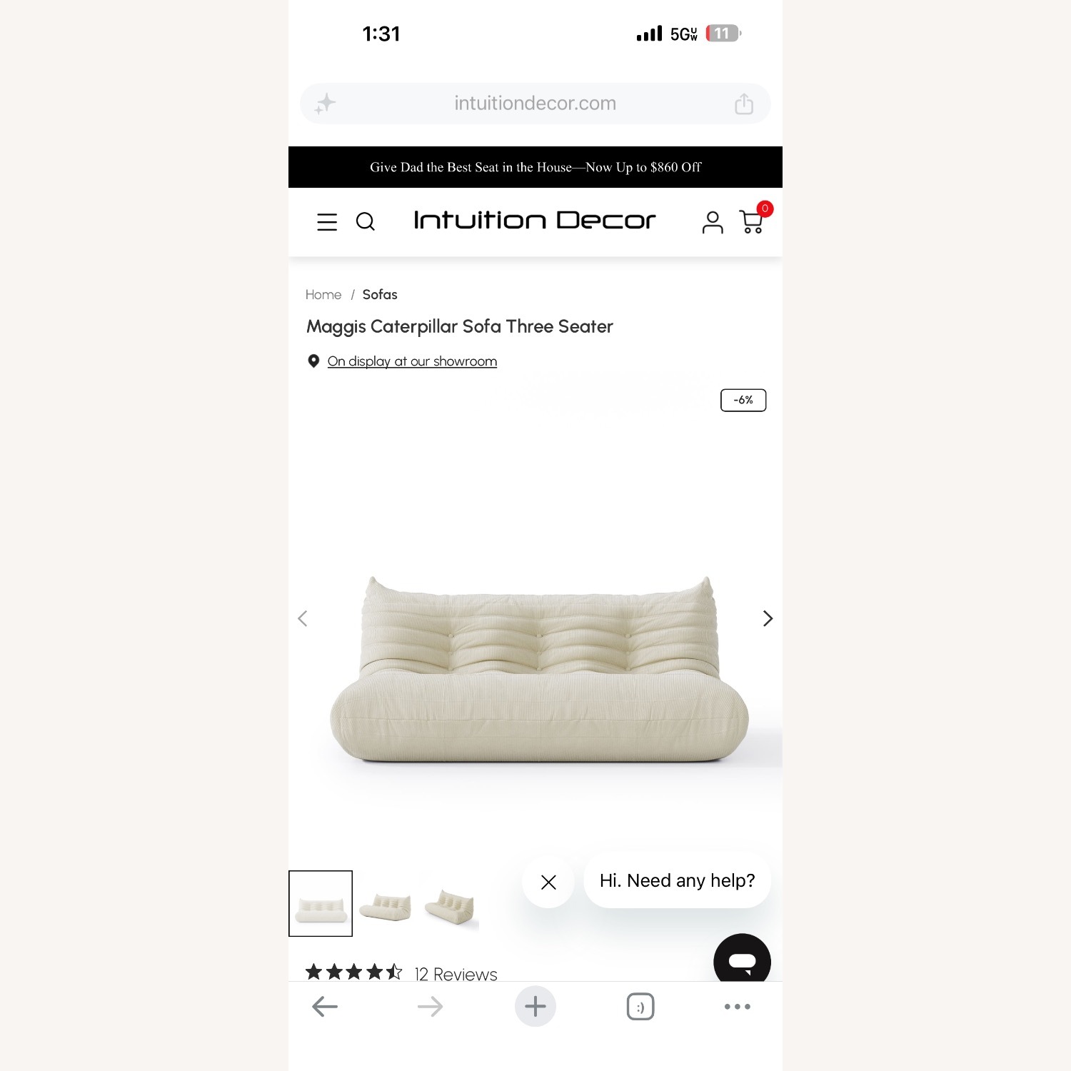 Natural Leather 3 Seater Sofa - image-3