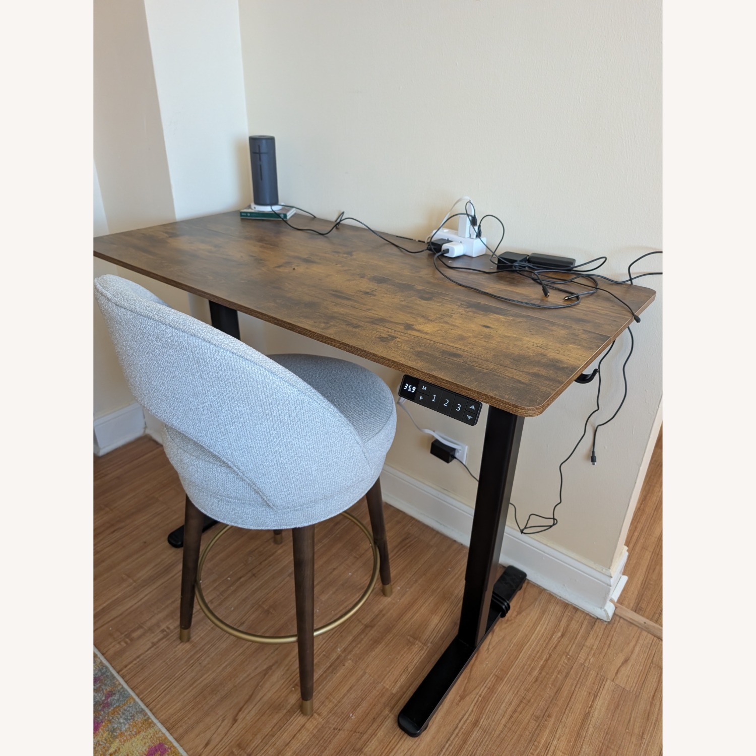 Light Gray Fabric Office Chair - image-1