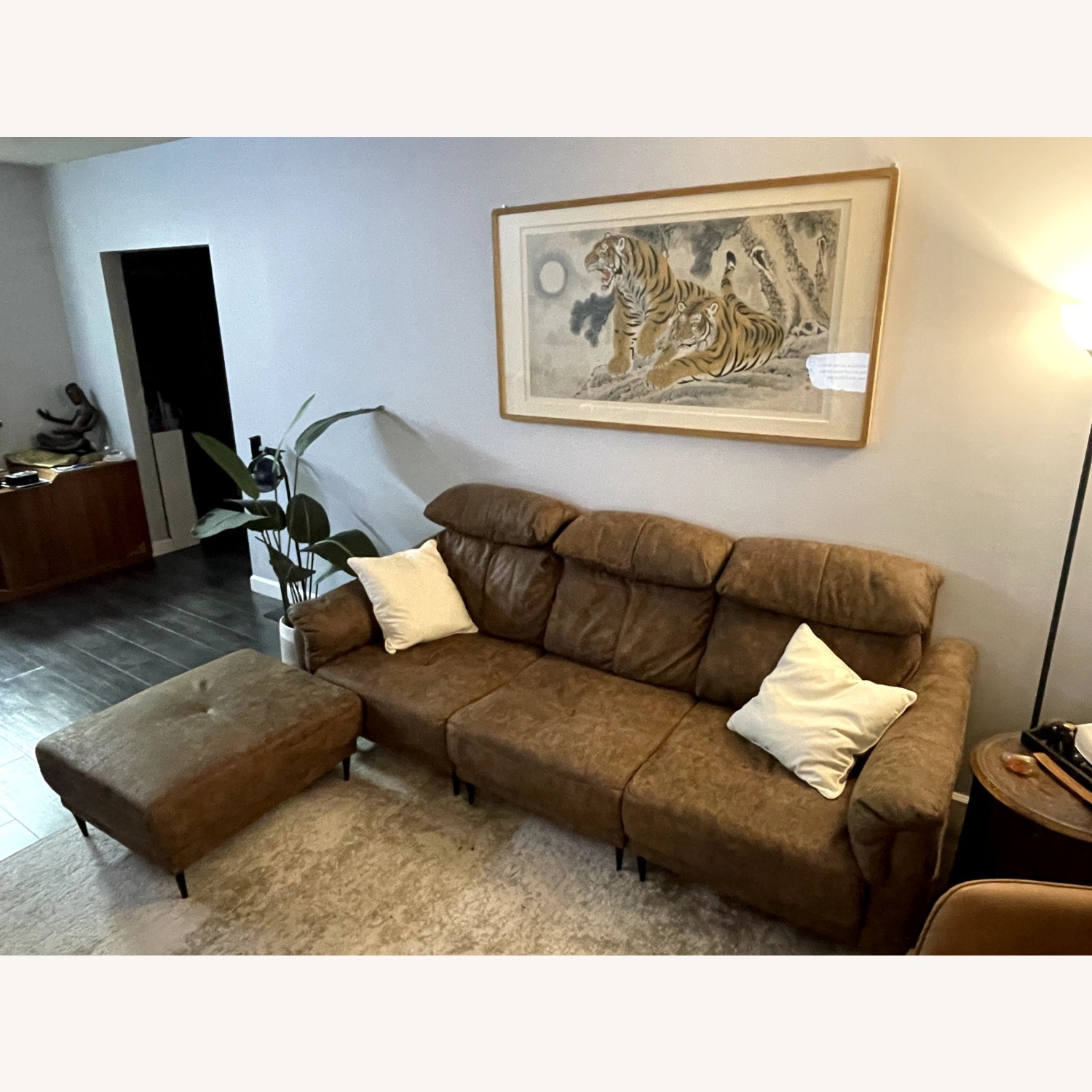 Dark Brown Microsuede 2 Piece Sectional - image-3