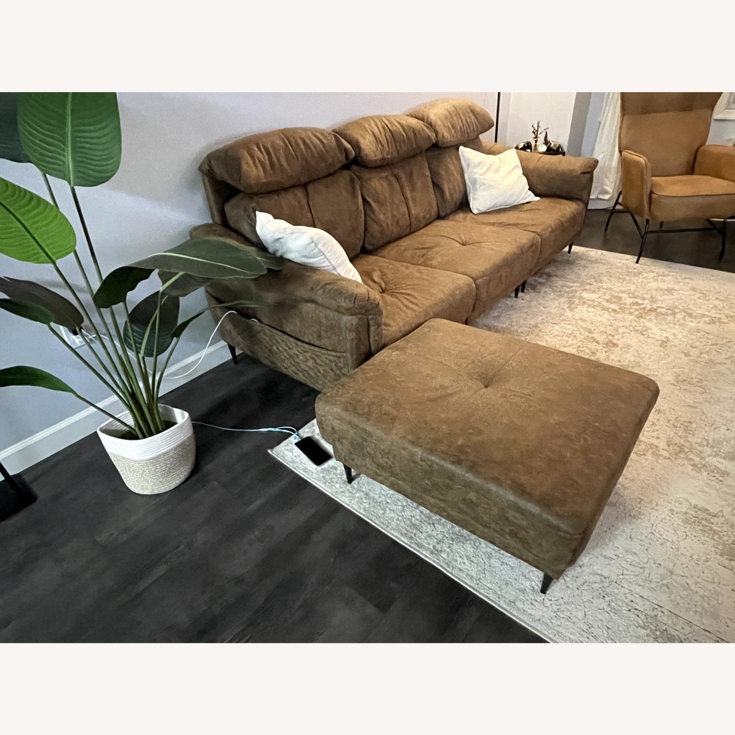 Dark Brown Microsuede 2 Piece Sectional - image-2