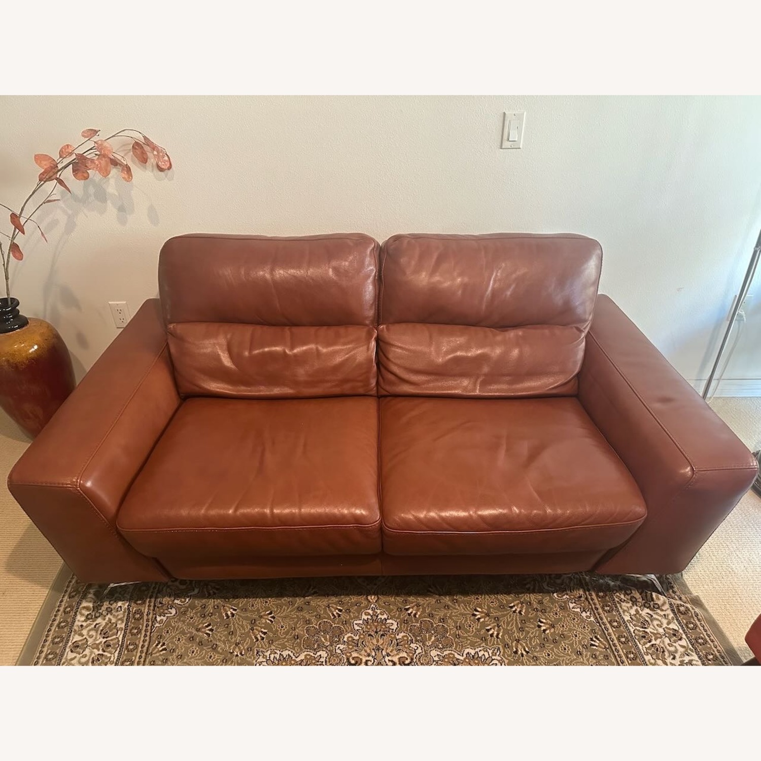 Natuzzi  Light Brown Leather 2 Seater Sofa - image-3
