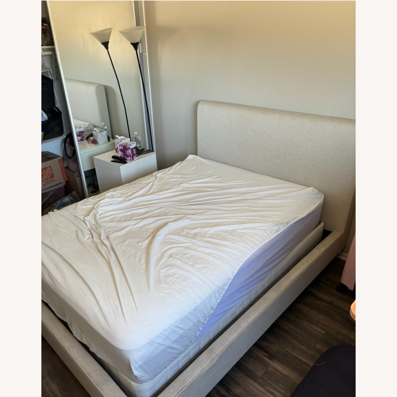 Living Spaces Dean Sand II Full Upholstered Panel Bed - image-5
