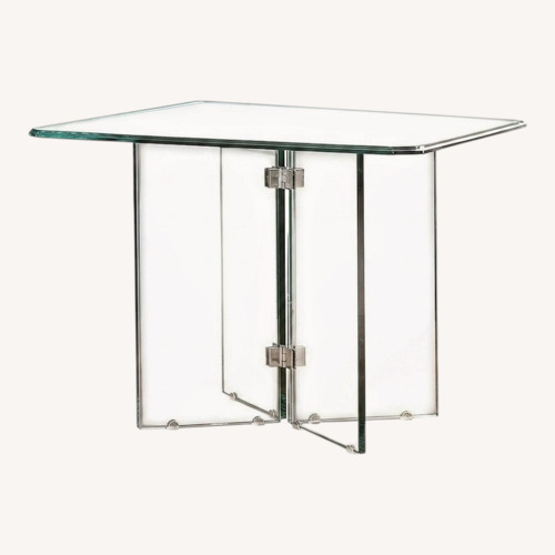 Used Glass on Glass Square Dining Table for sale on AptDeco