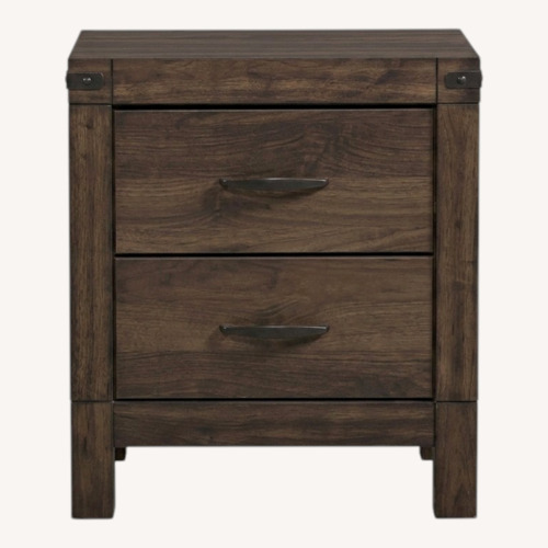 Used Living Spaces Willow Creek II Brown Wood 2-Drawer 25" Nightstand for sale on AptDeco