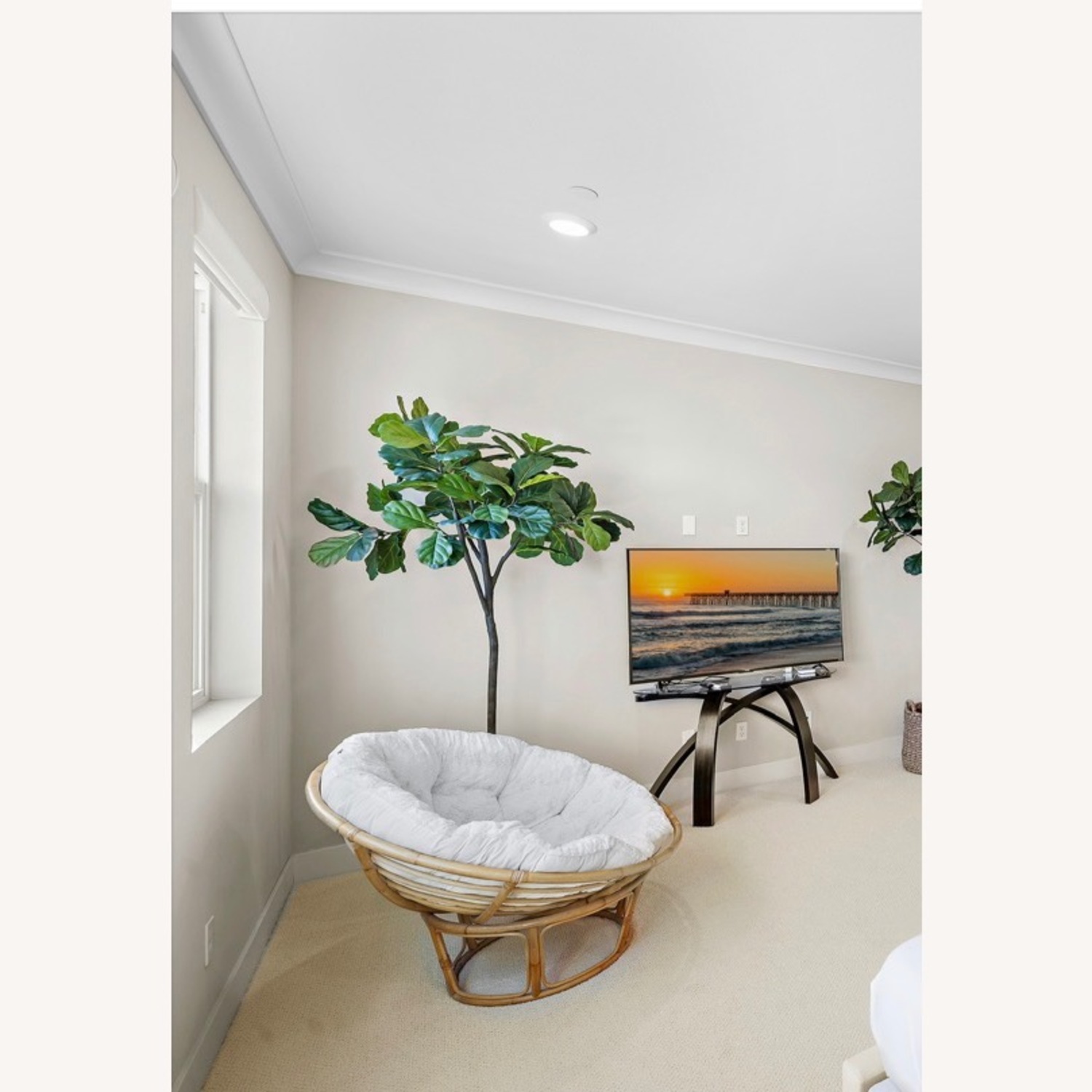 World Market Papasan Chair with Faux Fur Cushion - image-2