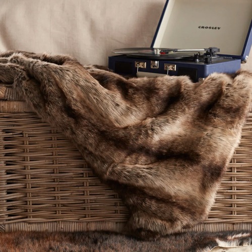 Used Wayfair Carstens Dark Brown Fur and Hide Throw for sale on AptDeco