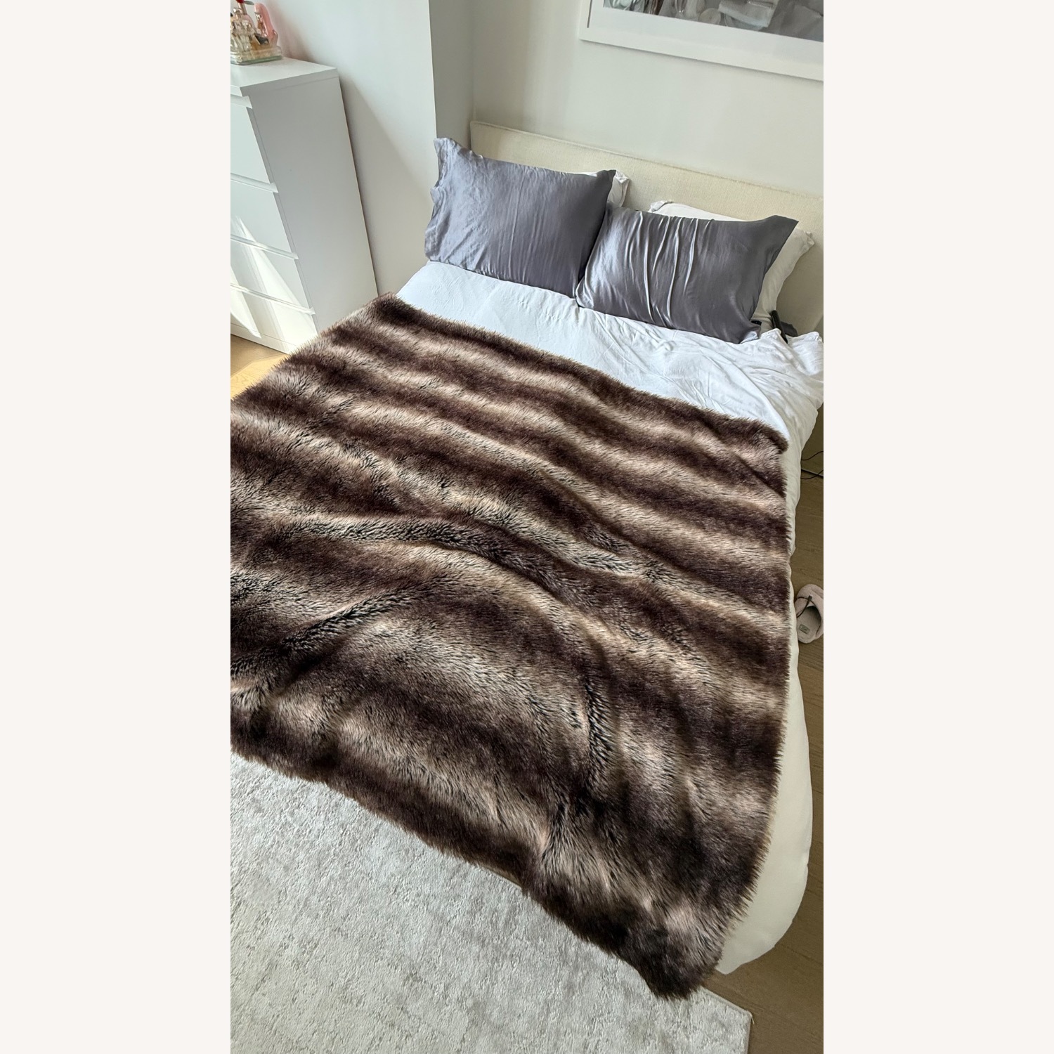 Wayfair Carstens Dark Brown Fur and Hide Throw - image-3