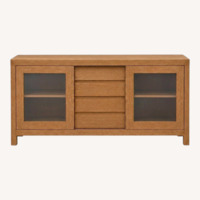 Crate & Barrel Wood Storage Media Console