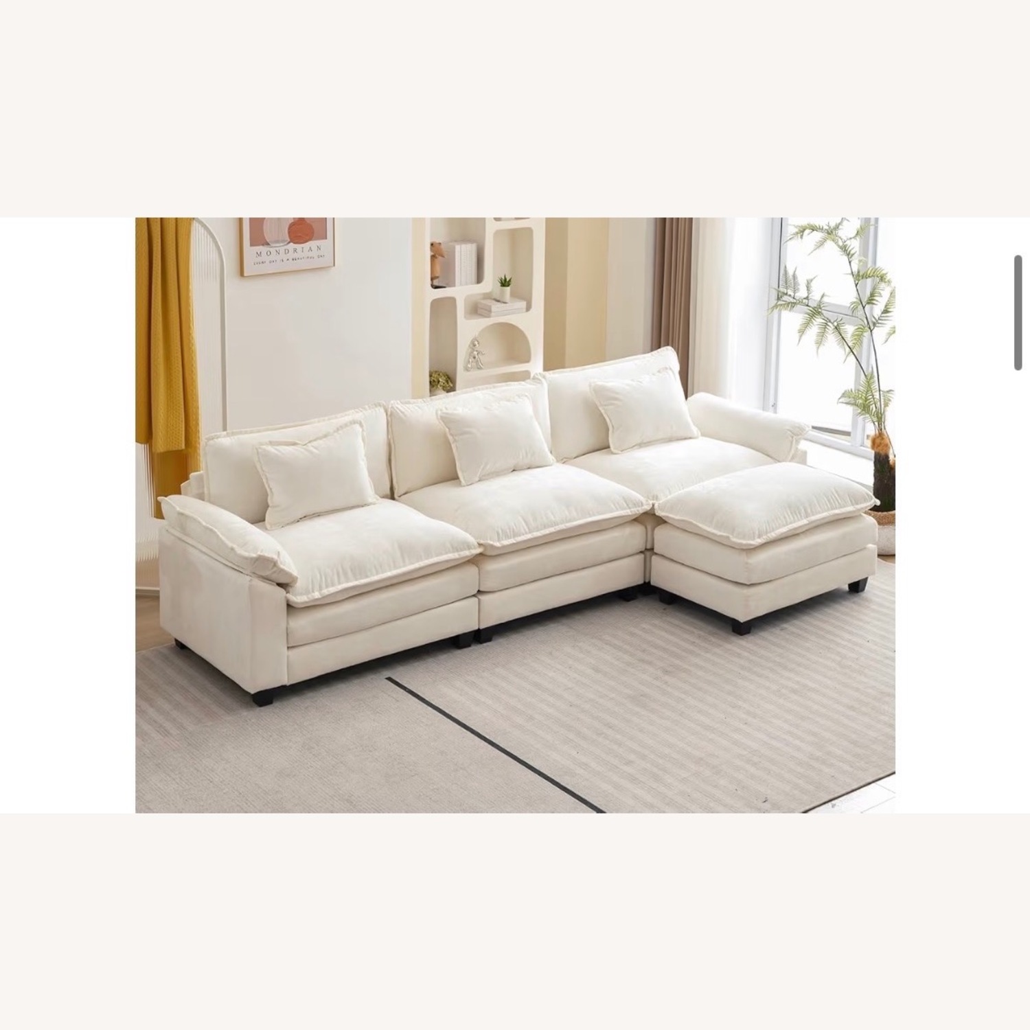 Cream White 3+ Piece Sectional - image-1