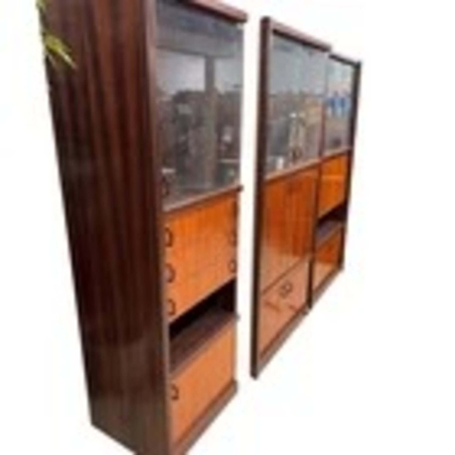 MCM 3pc Wall Unit Glass Display Cabinets - image-2