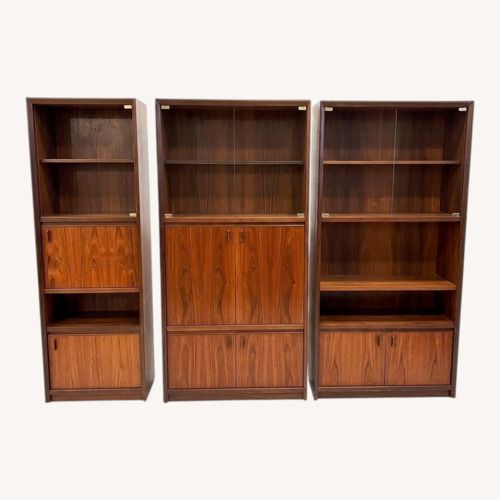 Used MCM 3pc Wall Unit Glass Display Cabinets for sale on AptDeco
