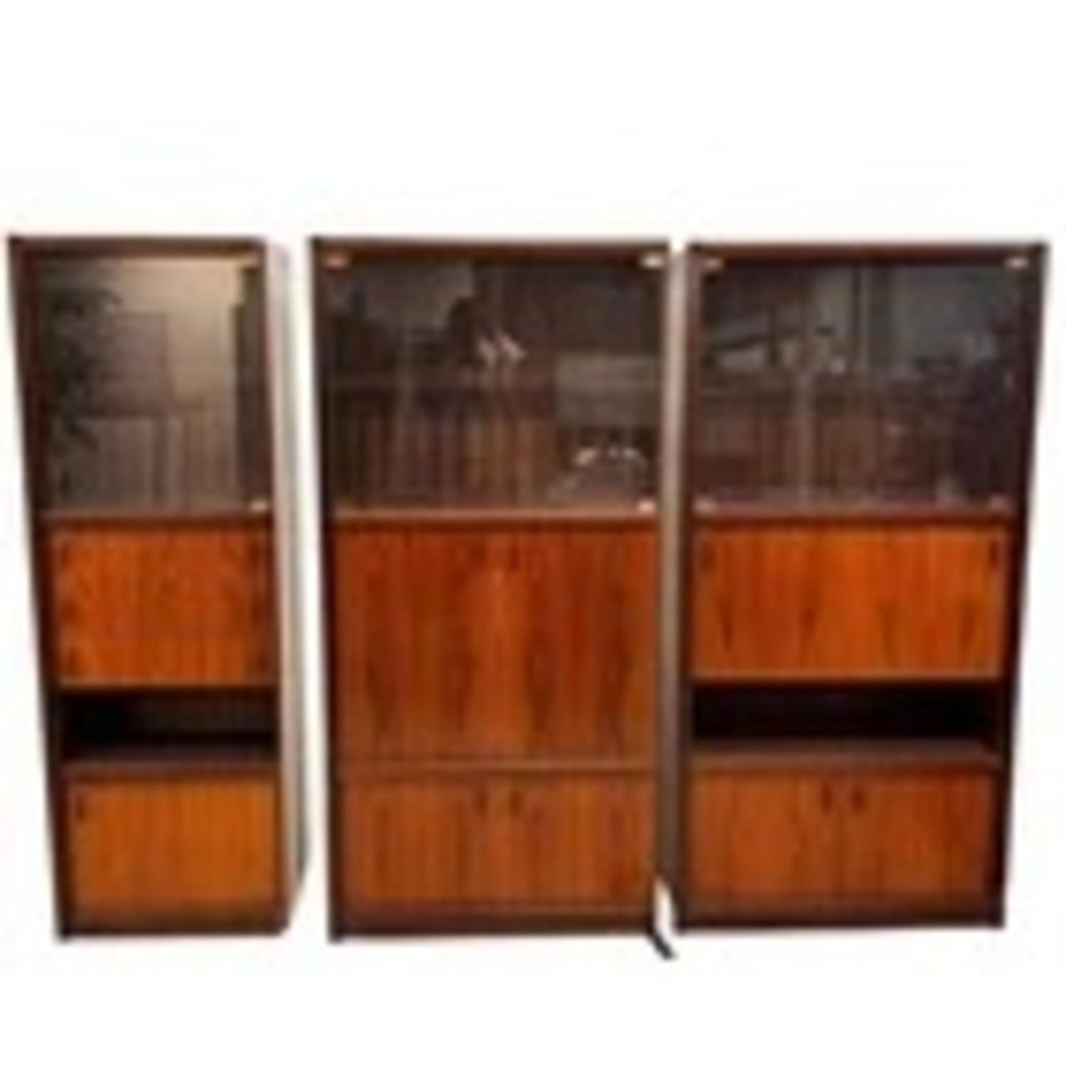 MCM 3pc Wall Unit Glass Display Cabinets - image-1