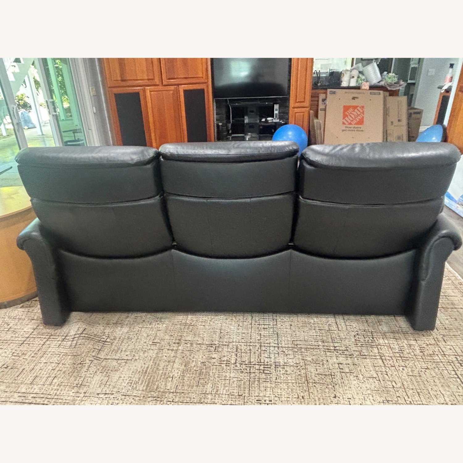 Ekornes Liberty Black Leather 3+ Seater Sofa - image-4